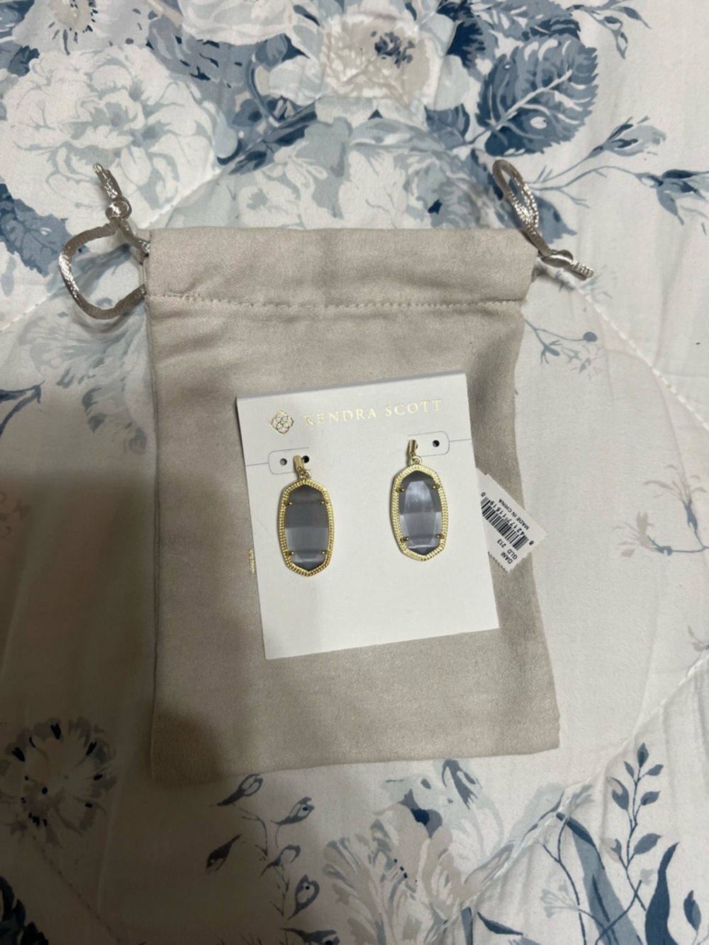 Kendra Scott Gray Stone Gold-Trim Elle Drop Earrings